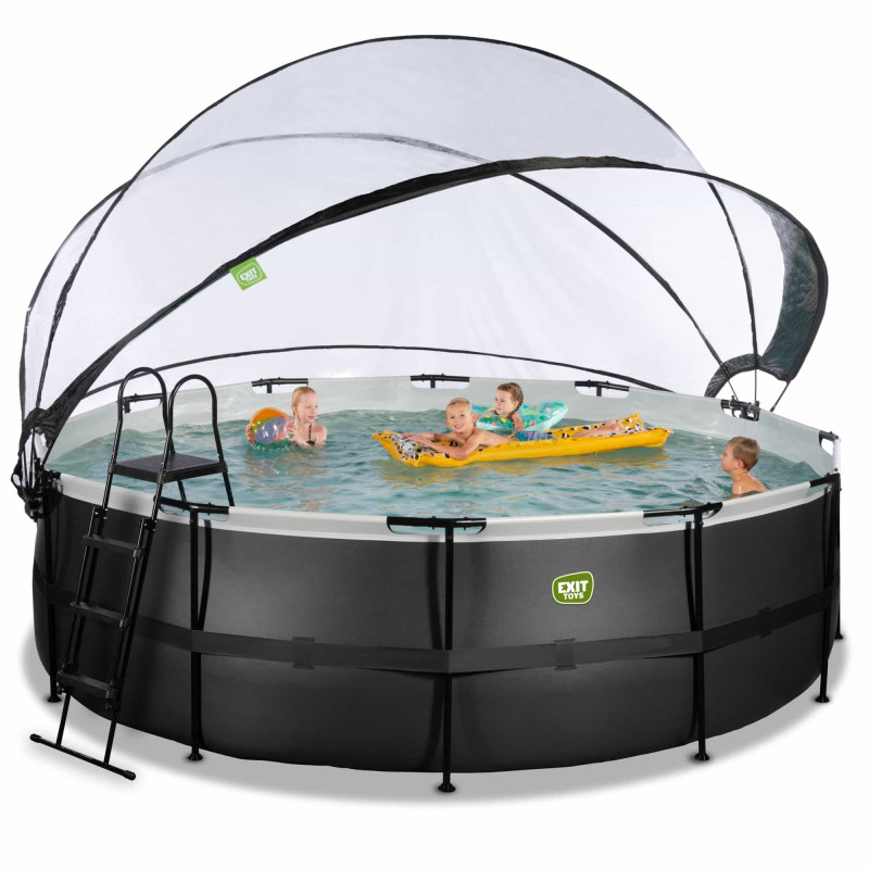 Бассейн Exit Black 450x122 см с песочным фильтром-насосом, куполом и лестницей