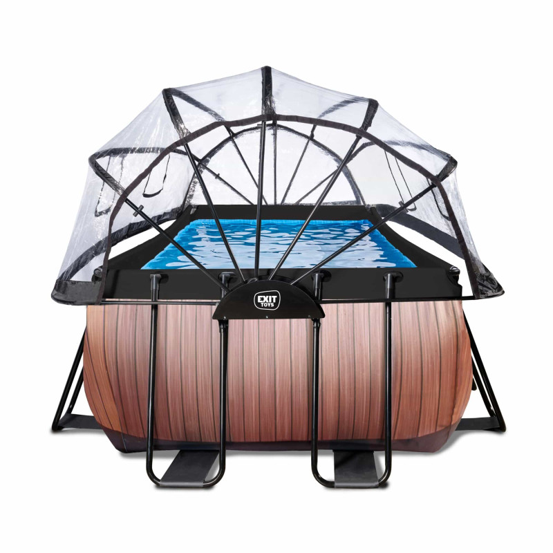 Басейн Exit Wood 400x200х122 см з пісочним фільтром-насосом, куполом і драбинкою