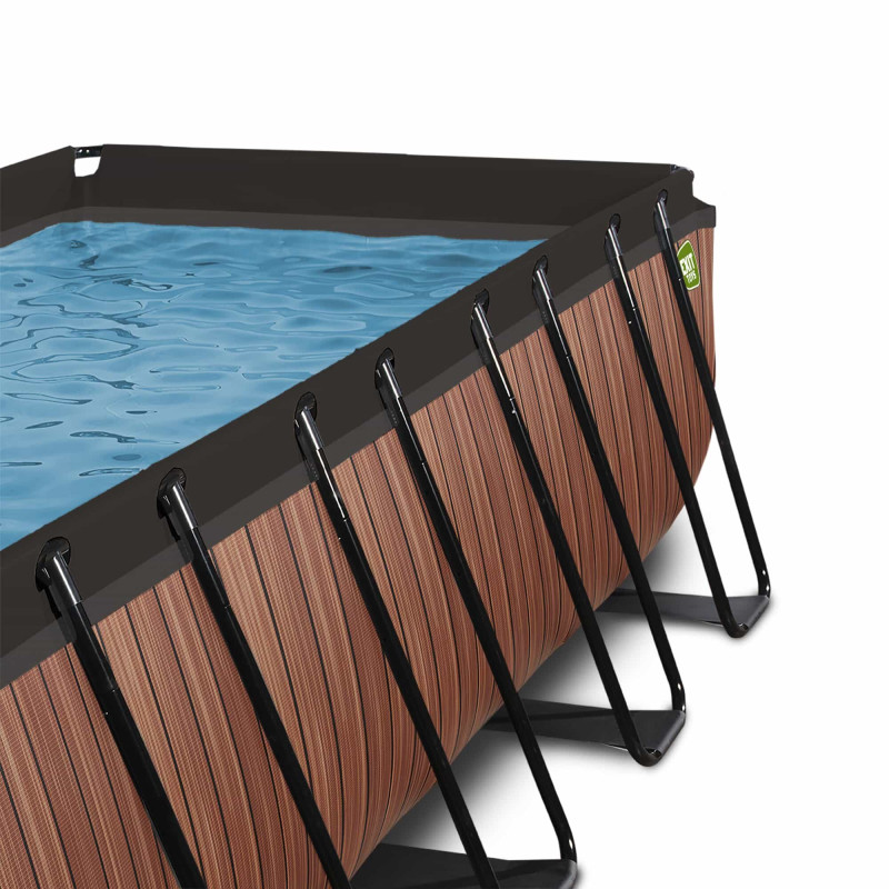 Басейн Exit Wood 400x200х122 см з пісочним фільтром-насосом, куполом і драбинкою