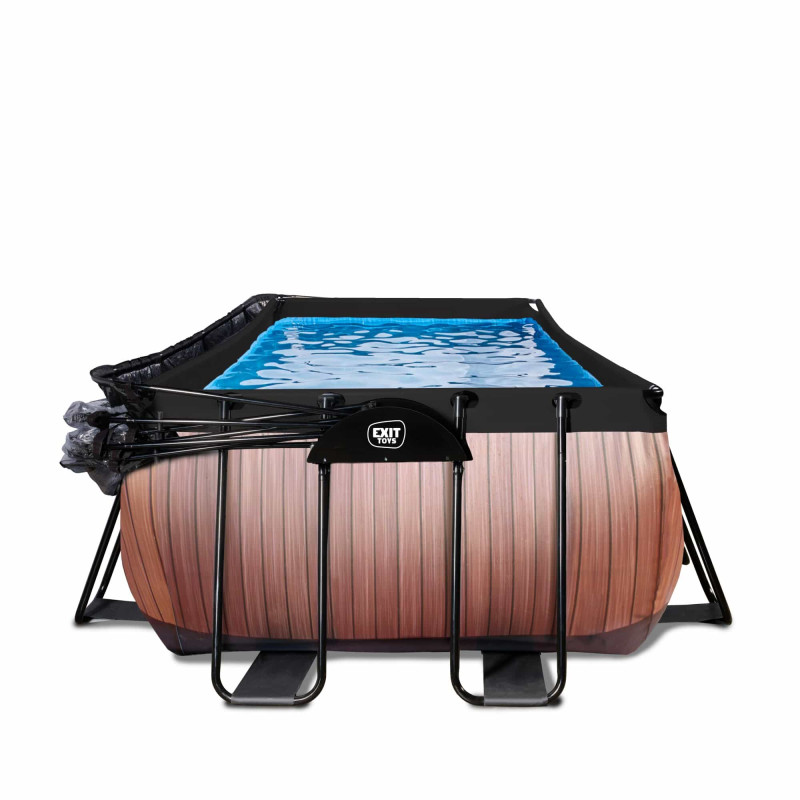 Басейн Exit Wood 400x200х122 см з пісочним фільтром-насосом, куполом і драбинкою