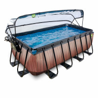 Бассейн Exit Wood 400x200х122 см с песочным фильтром-насосом, куполом и лестницей