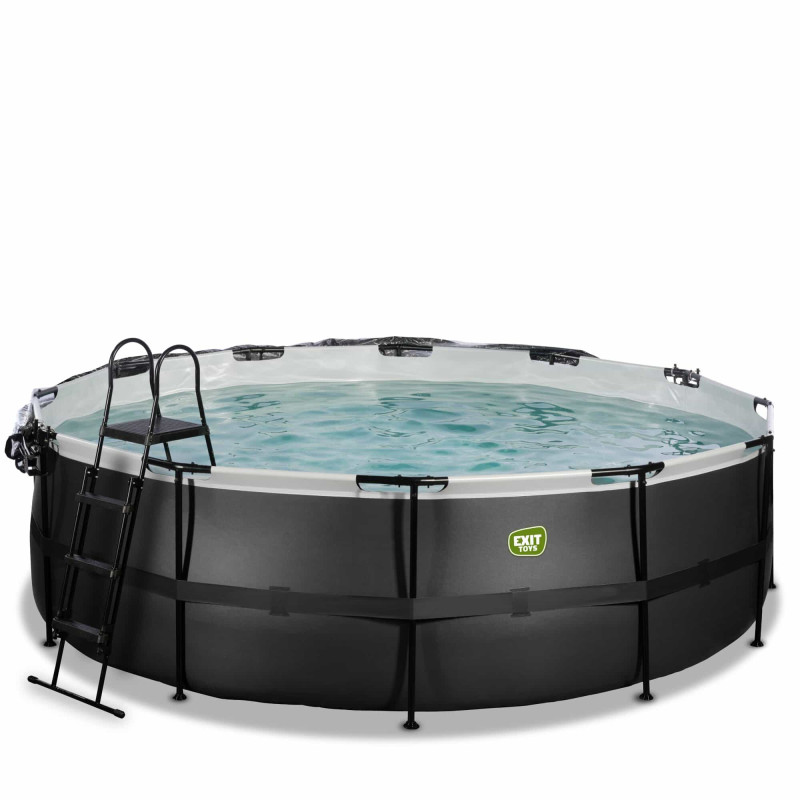 Бассейн Exit Black 450x122 см с песочным фильтром-насосом, куполом и лестницей