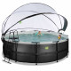 Бассейн Exit Black 450x122 см с песочным фильтром-насосом, куполом и лестницей