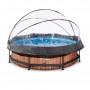 Каркасный бассейн Exit Wood 300x76 см с картриджным фильтром-насосом и куполом