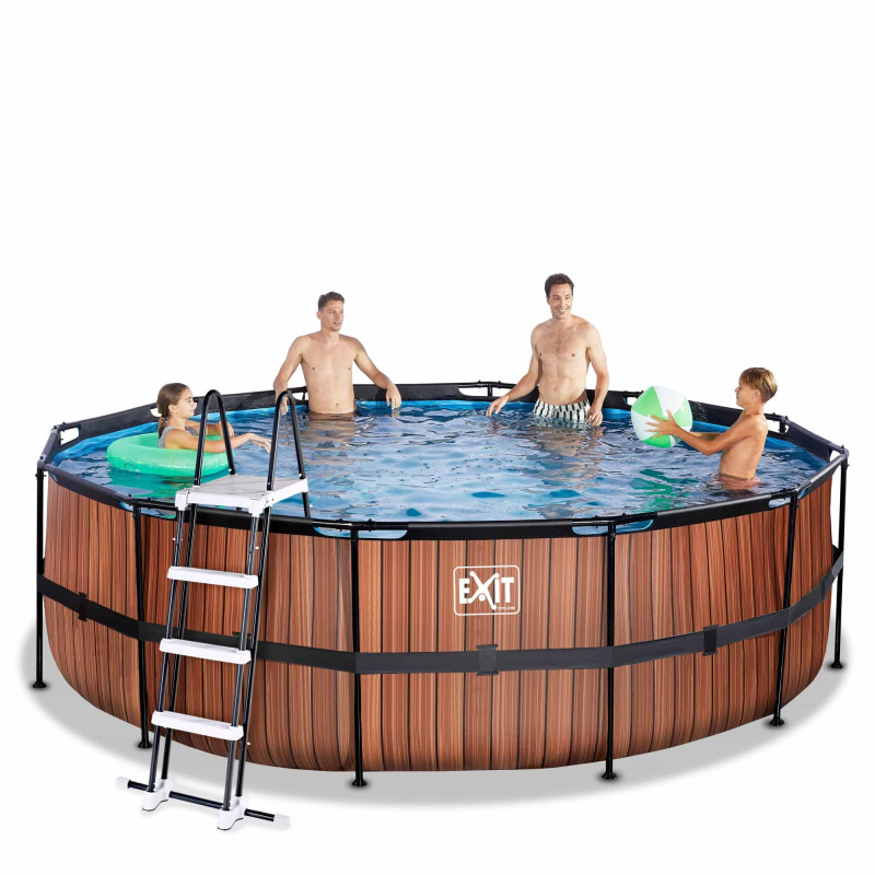 Каркасный бассейн Exit Wood 450x122 см с песочным фильтром-насосом и лестницей