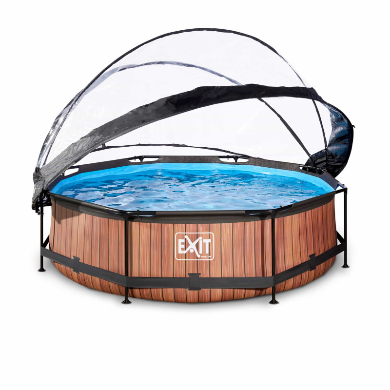 Каркасный бассейн Exit Wood 300x76 см с картриджным фильтром-насосом и куполом