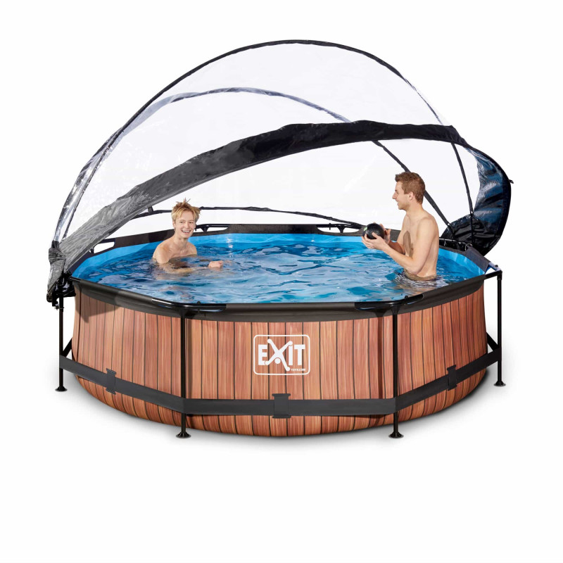 Каркасный бассейн Exit Wood 300x76 см с картриджным фильтром-насосом и куполом