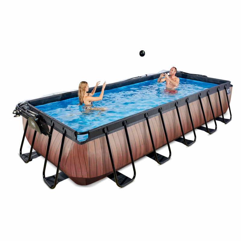 Каркасний басейн Exit Wood 540x250х100 см з пісочним фільтром-насосом, куполом, драбинкою і тепловим насосом