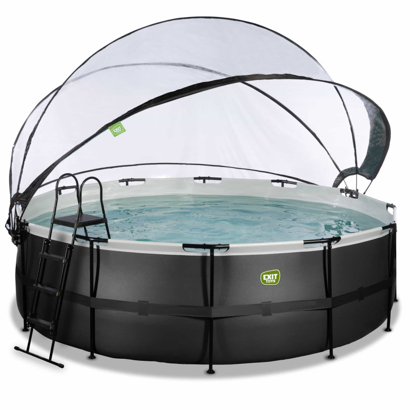 Бассейн Exit Black 450x122 см с песочным фильтром-насосом, куполом, лестницей и тепловым насосом