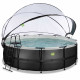 Бассейн Exit Black 450x122 см с песочным фильтром-насосом, куполом, лестницей и тепловым насосом