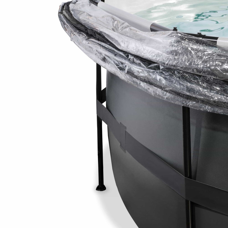 Бассейн Exit Black 450x122 см с песочным фильтром-насосом, куполом, лестницей и тепловым насосом