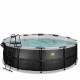 Бассейн Exit Black 450x122 см с песочным фильтром-насосом, куполом, лестницей и тепловым насосом