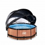 Бассейн Exit Wood 244x76 см с фильтром-насосом, куполом и тентом