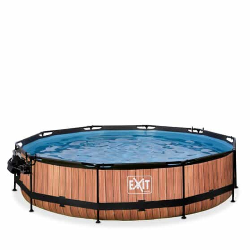 Бассейн Exit Wood 360x76 смс фильтром-насосом, куполом и тентом