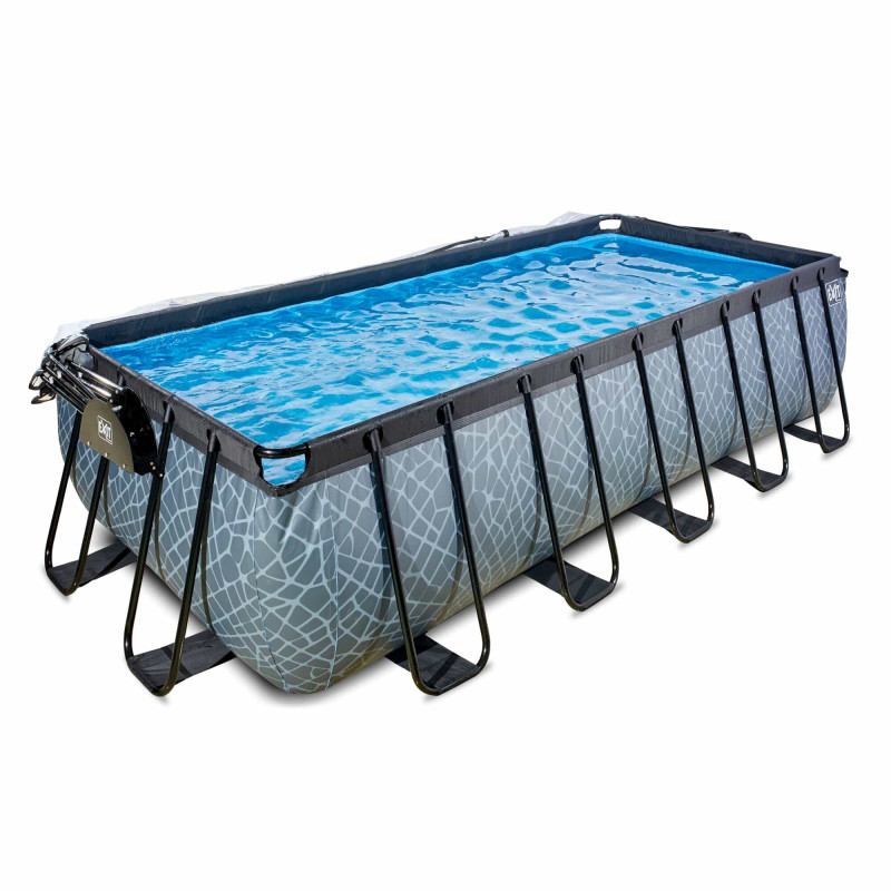 Каркасный бассейн Exit Stone 540x250х122 см с песочным фильтром-насосом, куполом, лестницей и тепловым насосом