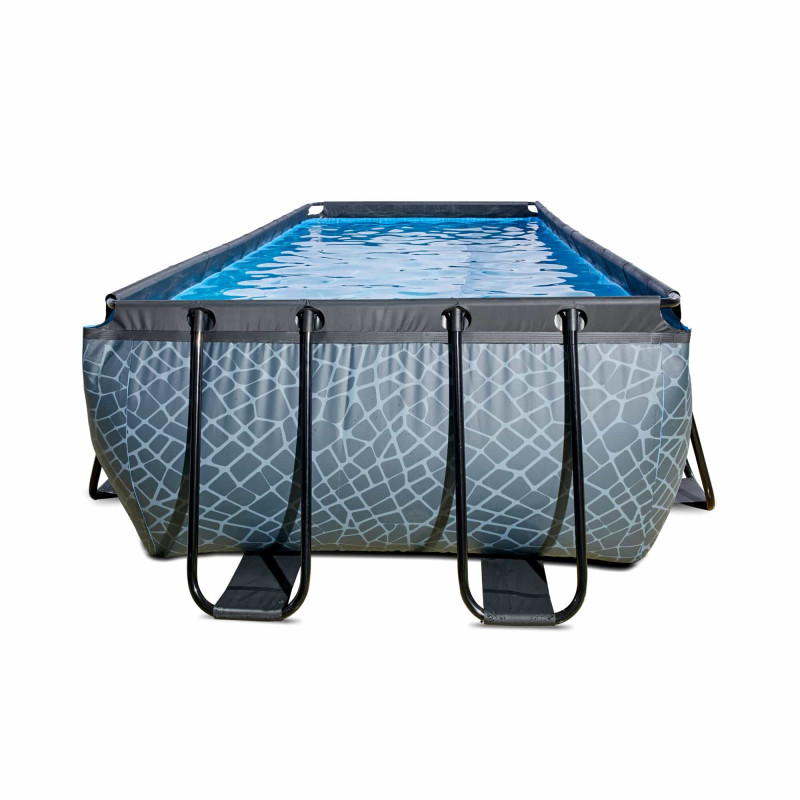 Каркасный бассейн Exit Stone 540x250х122 см с песочным фильтром-насосом, куполом, лестницей и тепловым насосом