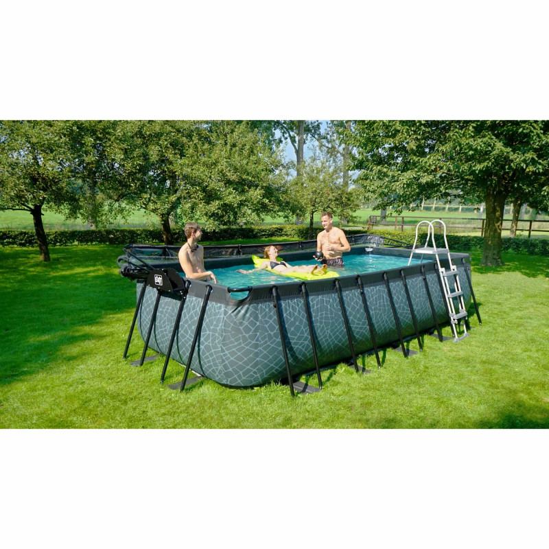 Каркасный бассейн Exit Stone 540x250х122 см с песочным фильтром-насосом, куполом, лестницей и тепловым насосом