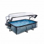 Бассейн Exit Stone 220x150х65 см с фильтром-насосом и куполом