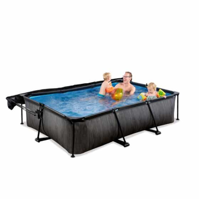 Бассейн Exit Black 300x200х65 см с фильтром-насосом и тентом