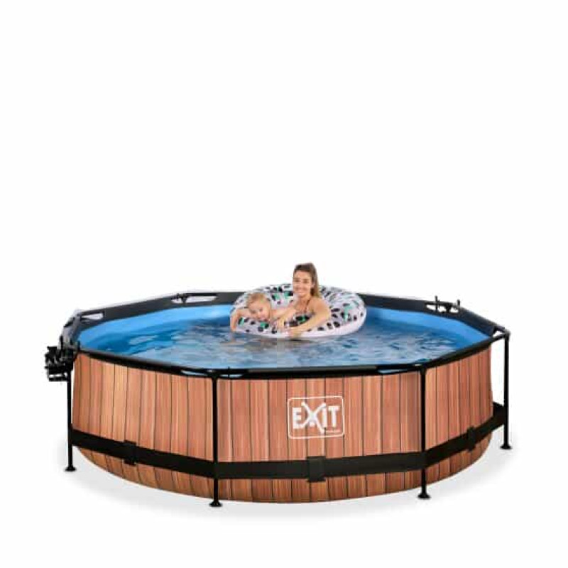 Басейн Exit Wood 300x76 см з фільтром-насосом, куполом і тентом