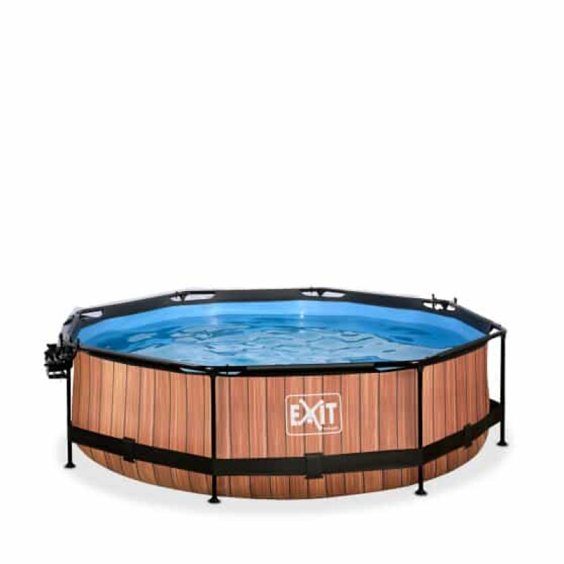 Басейн Exit Wood 300x76 см з фільтром-насосом, куполом і тентом