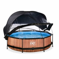 Басейн Exit Wood 300x76 см з фільтром-насосом, куполом і тентом