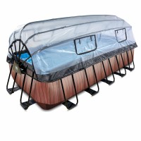 Басейн Exit Wood 540x250х122 см з пісочним фільтром-насосом, куполом, драбинкою і тепловим насосом