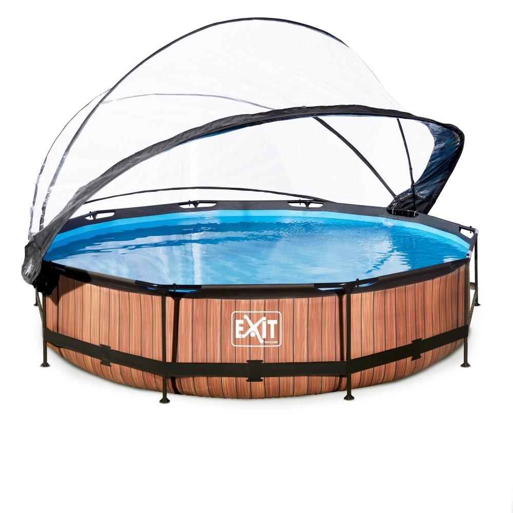 Каркасний басейн Exit Wood 360x76 см з картріджним фільтром-насосом і куполом