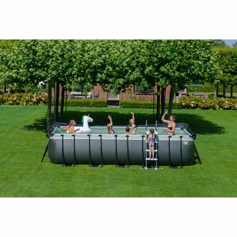 Бассейн Exit Black 540x250х122 см с песочным фильтром-насосом, куполом и лестницей