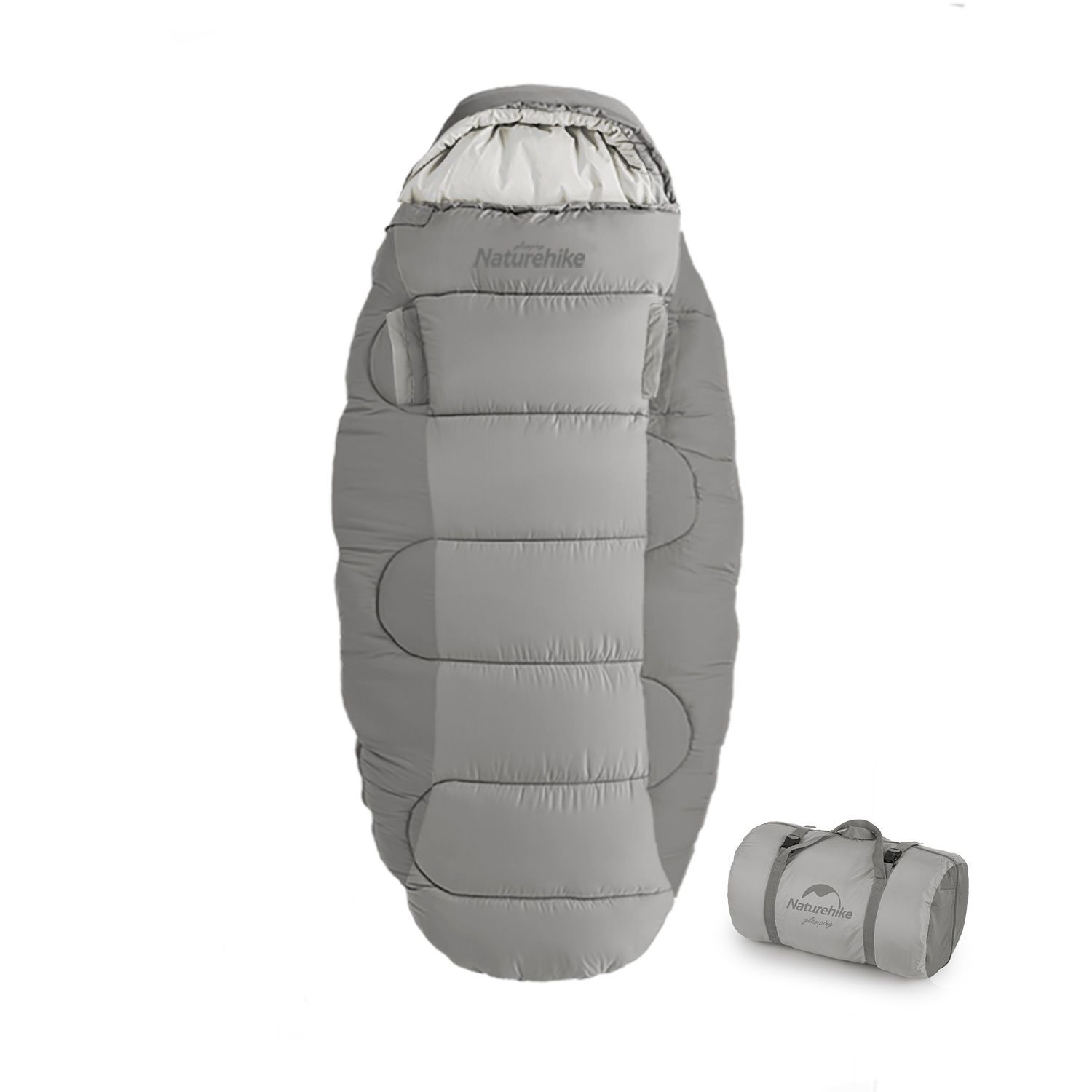 Спальний мішок овальний Naturehike PS200 NH20MSD03, правий, сірий, 6927595775868