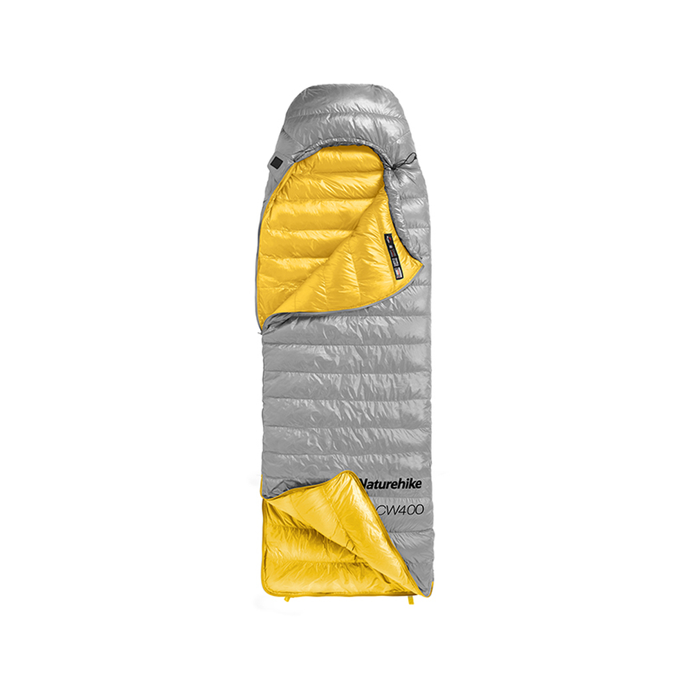 Спальник з натуральним пухом Naturehike CW400 NH18C400-D, p-р L, жовто-сірий, 6976507666848