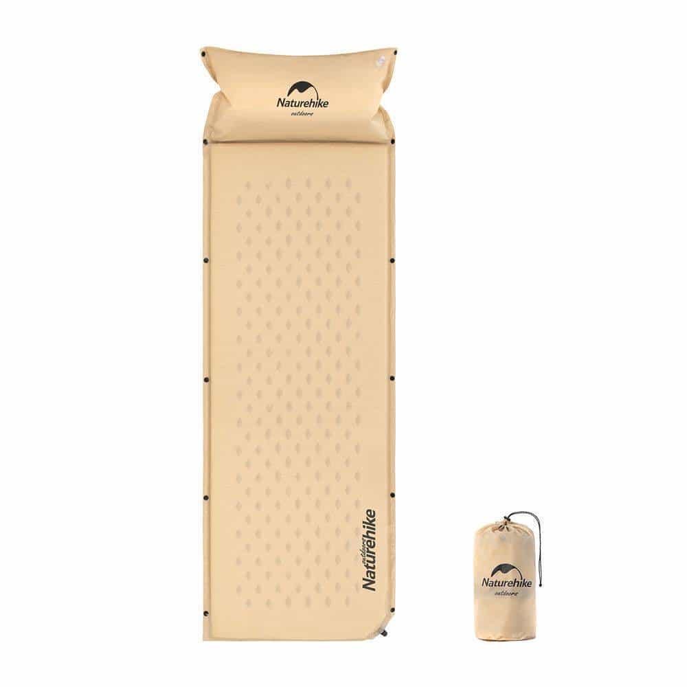 Килимок самонадувний з подушкою Naturehike NH15Q002-D, 25мм, бежевий, 6927595782576