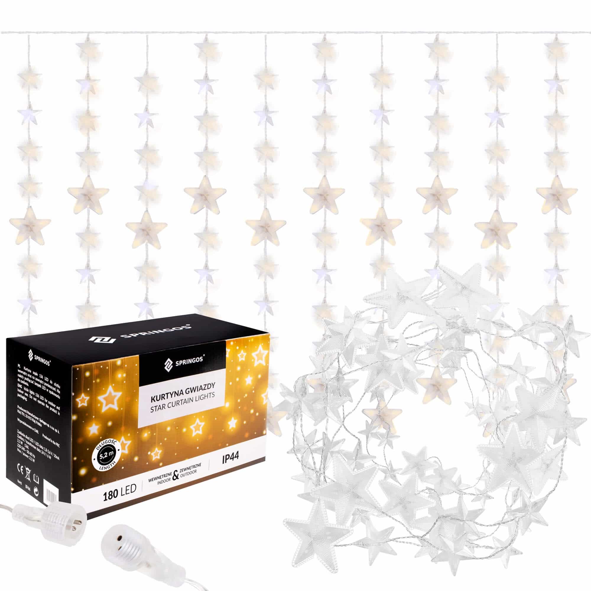 Гірлянда бахрома вулична Springos 2 м 180 LED Warm White, CL4004