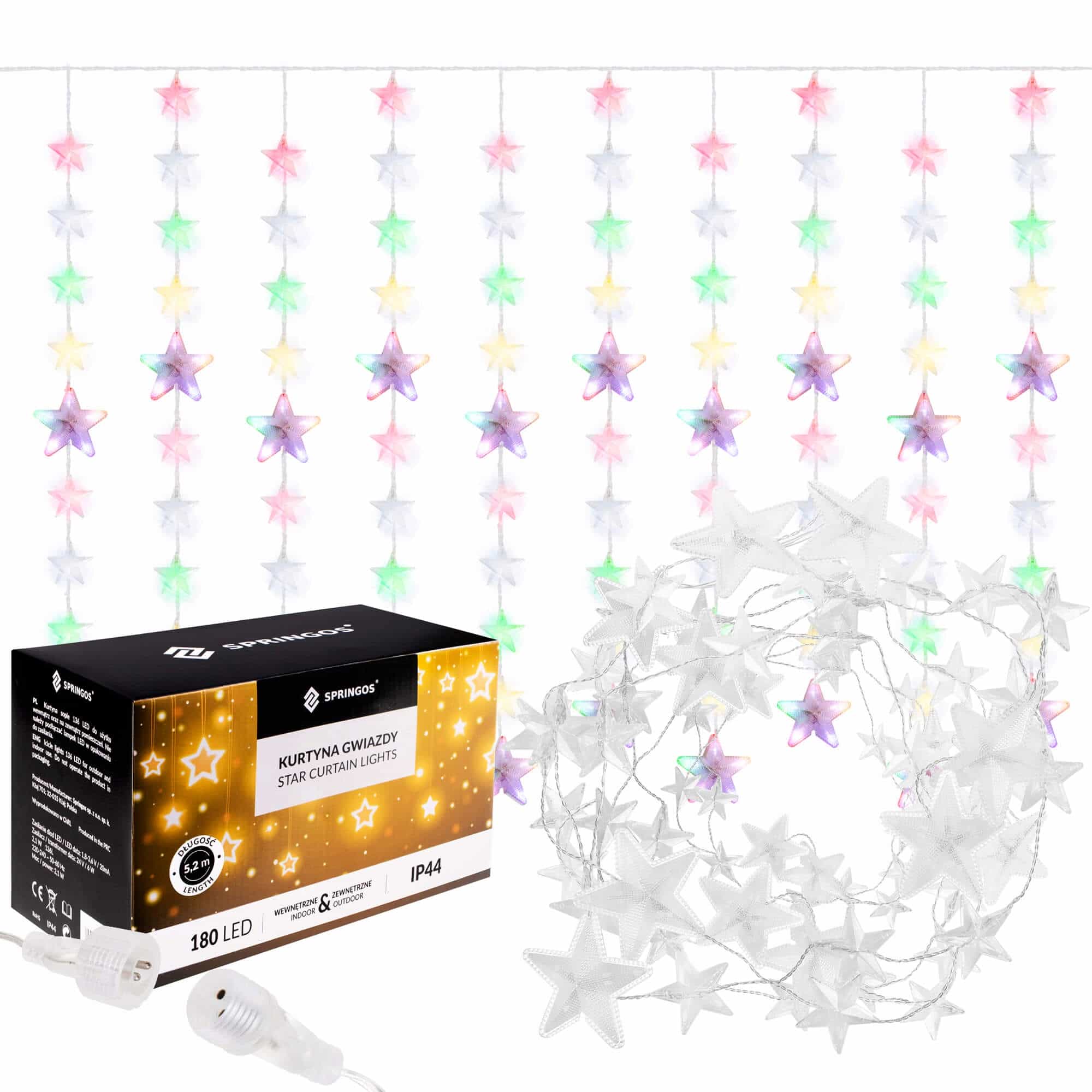 Гірлянда бахрома вулична Springos 2 м 180 LED Mix, CL4005