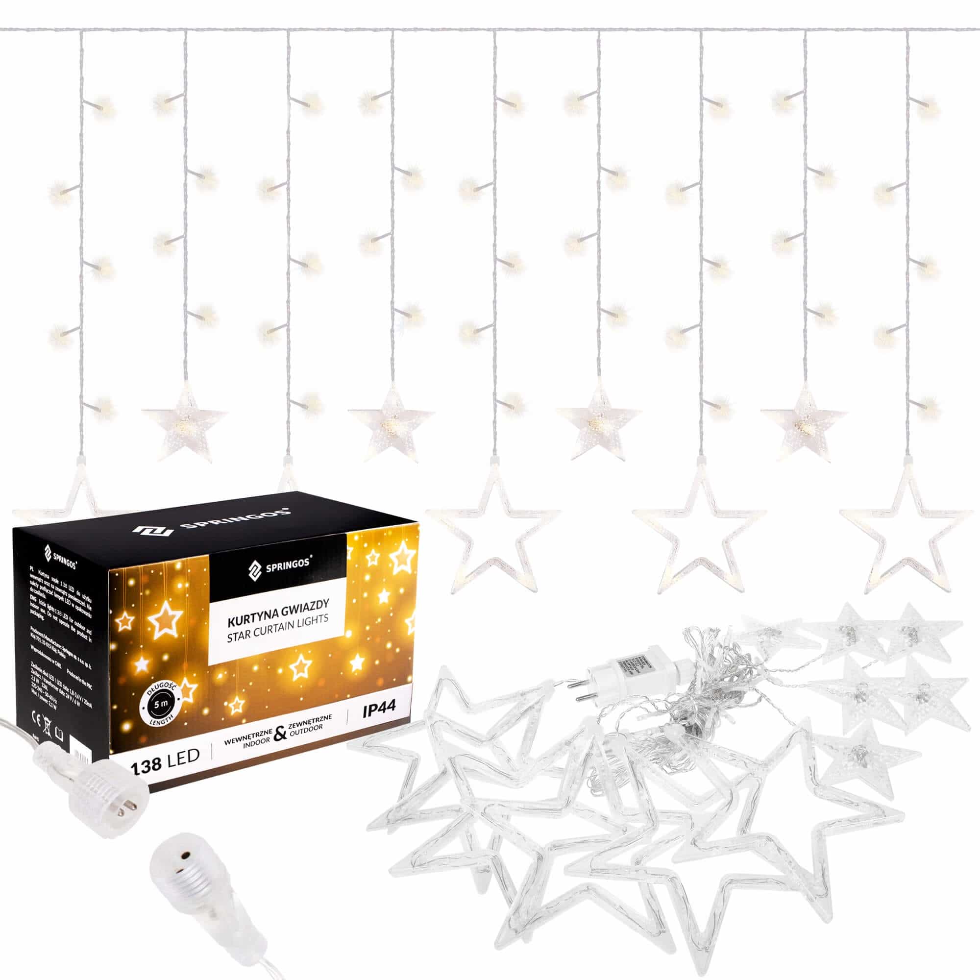 Гірлянда бахрома вулична Springos 2 м 138 LED Warm White, CL4012