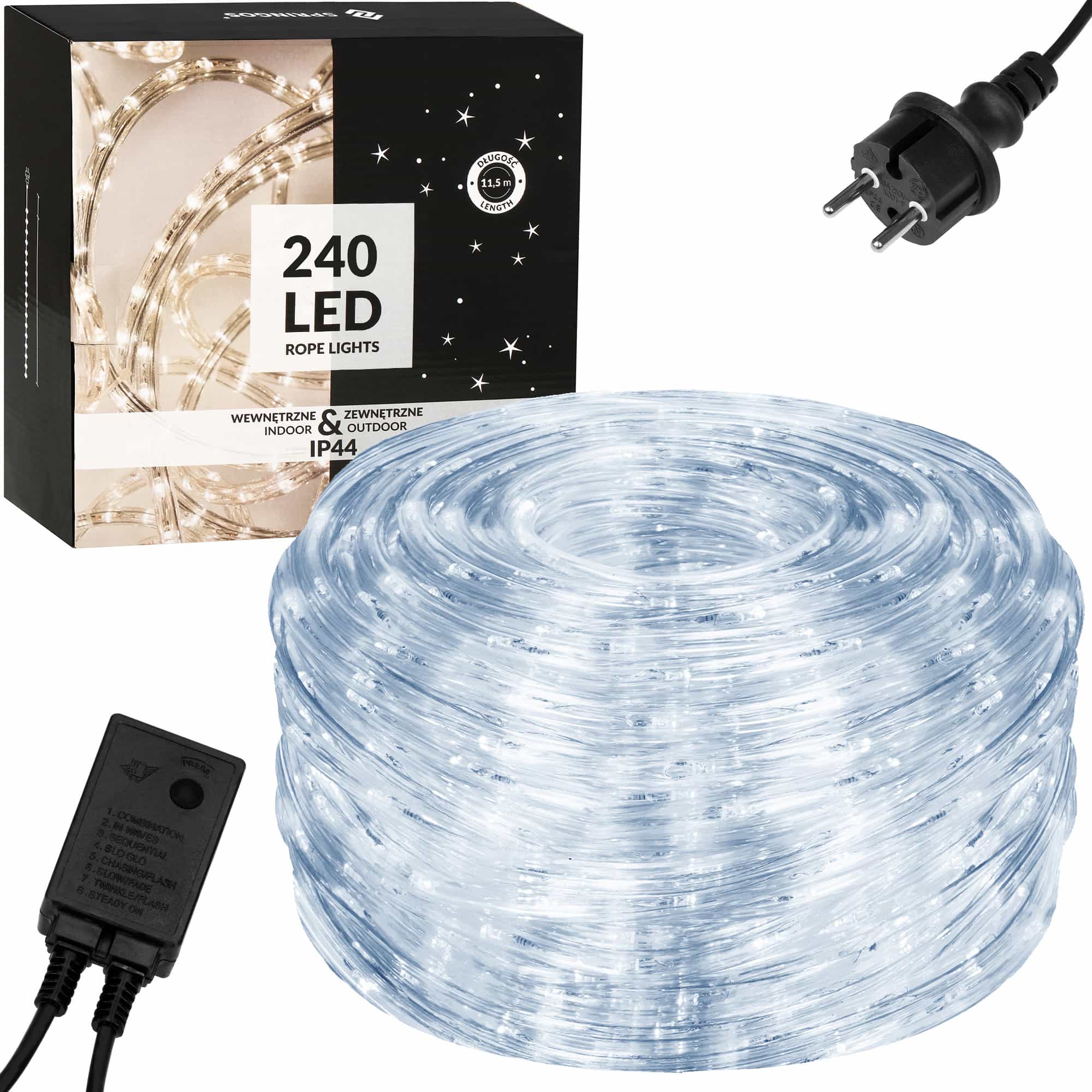 Гірлянда дюралайт вулична Springos Rope Lights 10 м 240 LED Cold White, CL1201