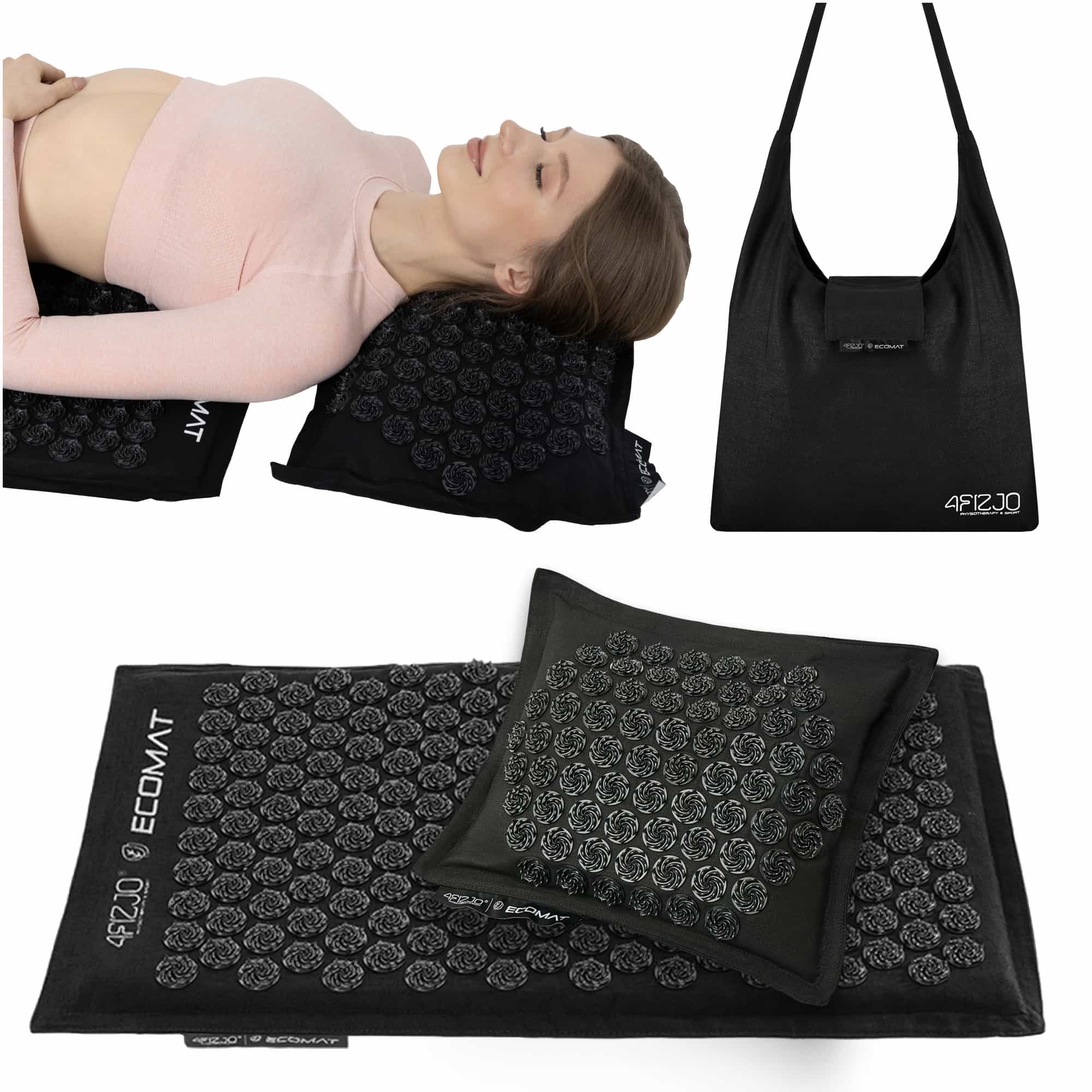 Акупунктурний килимок з подушкою 4FIZJO Eco Mat 68 x 42 см Black/Black, P-5907739312563