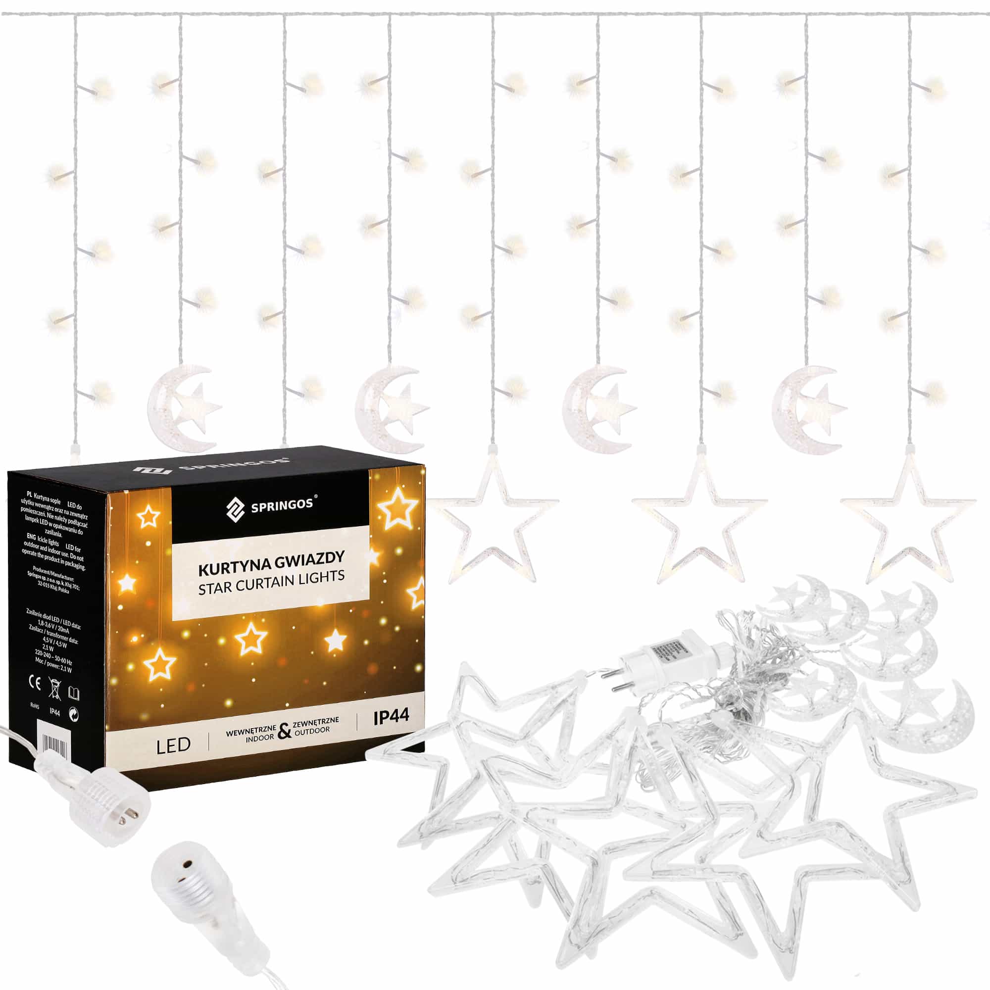 Гірлянда бахрома вулична Springos 2 м 138 LED Warm White (Stars, Young Months), CL4013