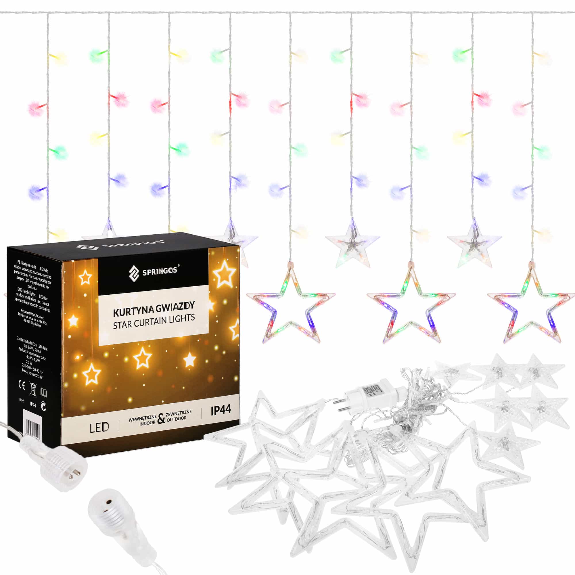 Гірлянда бахрома вулична Springos 2 м 138 LED Mix, CL4017