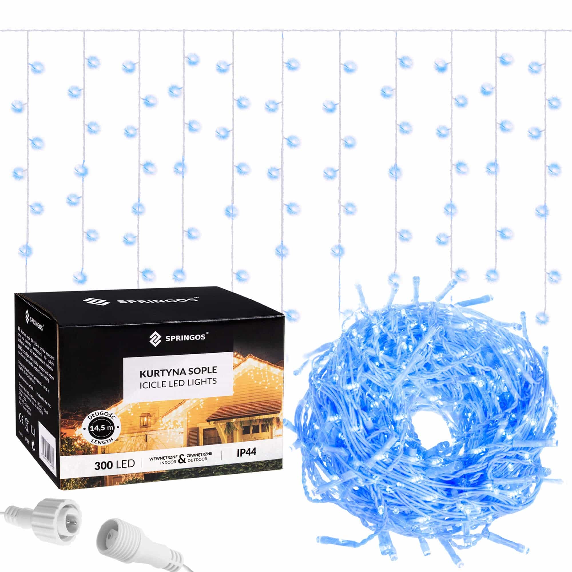 Гірлянда бахрома вулична Springos 12 м 300 LED Blue, CL302